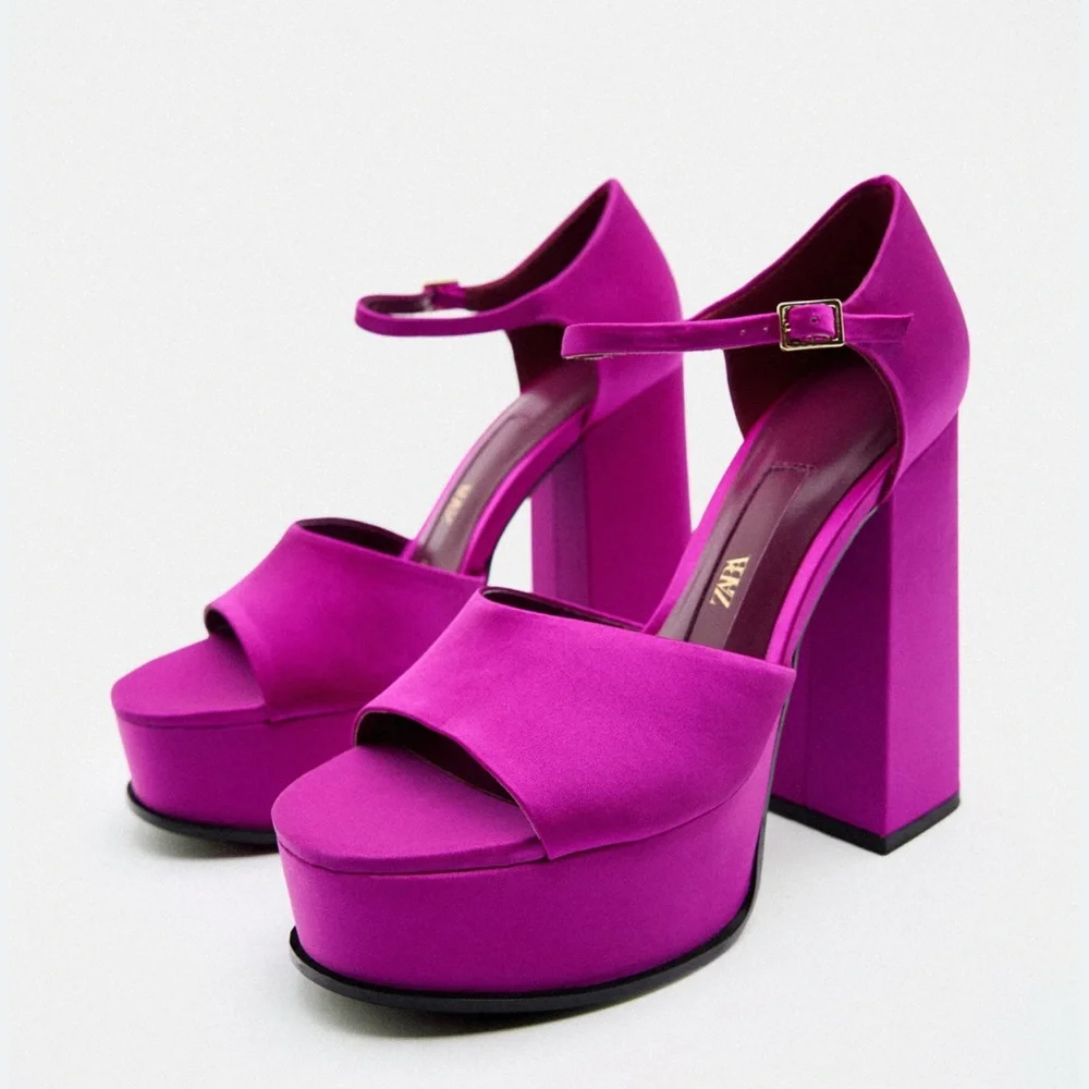 Zara Fuchsia Platform Heels - Picture 2 of 5